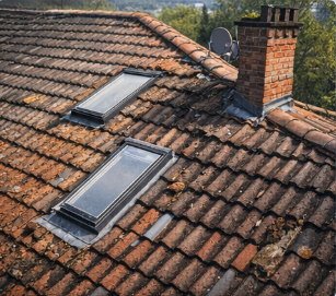 Dachinspektion Wohngebäude mit Dachfenstern
